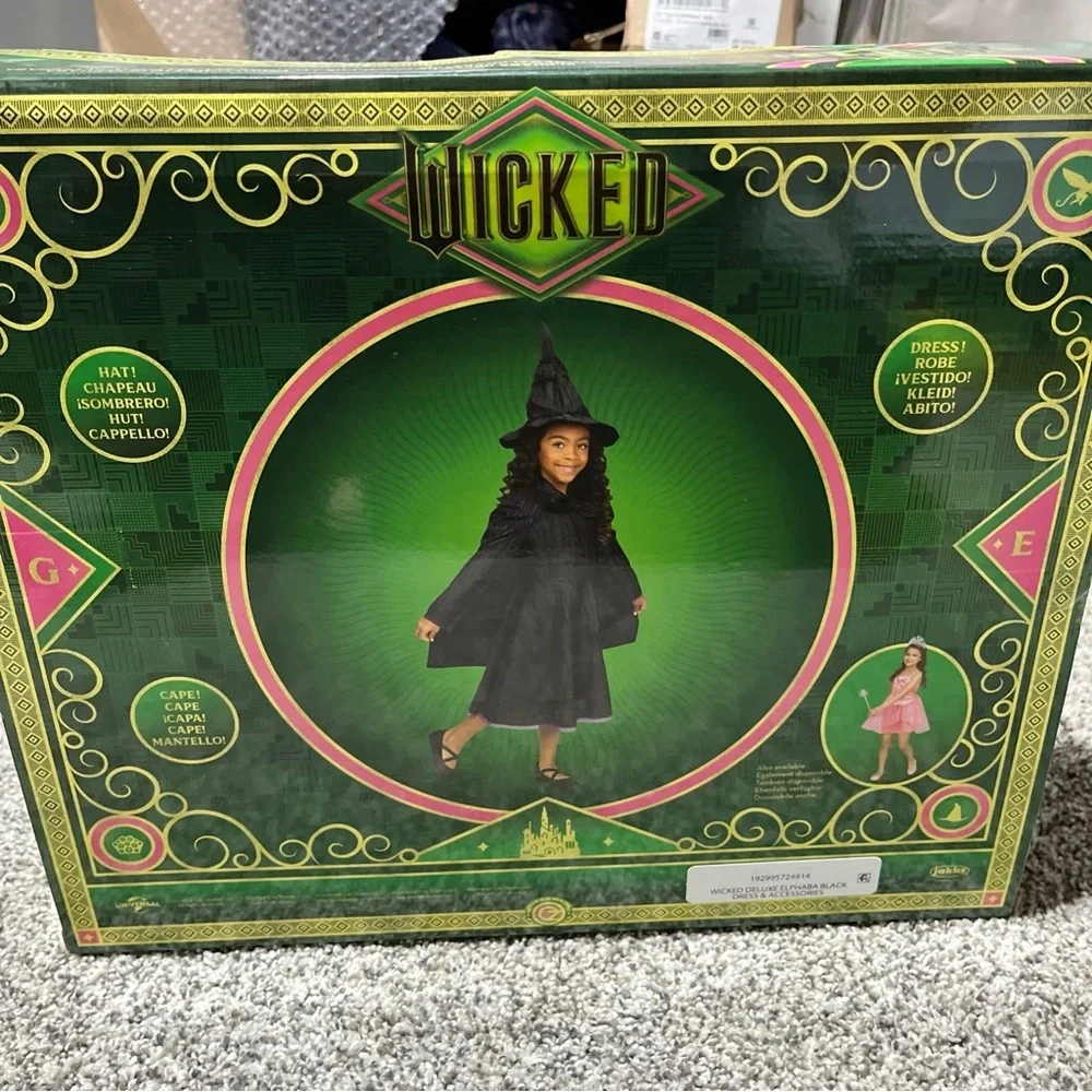 Wicked Deluxe Elphaba Black Defying Gravity Dress Up Set W/ Hat Size 4-6x
